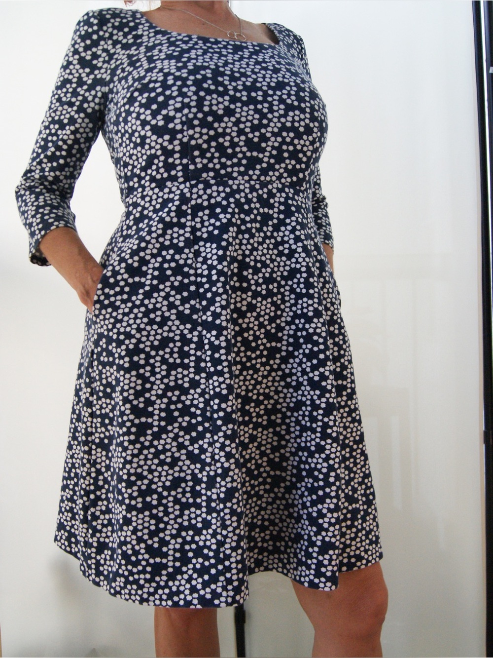 Boden Navy Polka Dot Fit-and-Flare Dress